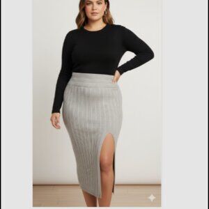 Wild Fable Women’s Skirt XXL Gray Crochet Stretch Pull-On Viscose/Polyester NWT